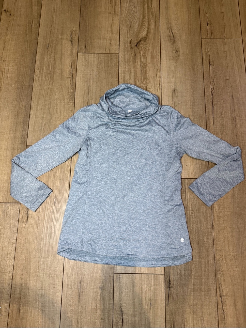 Apana Cowl Neck Active Top Small Blue Gray Long Sleeve Athleisure Yoga